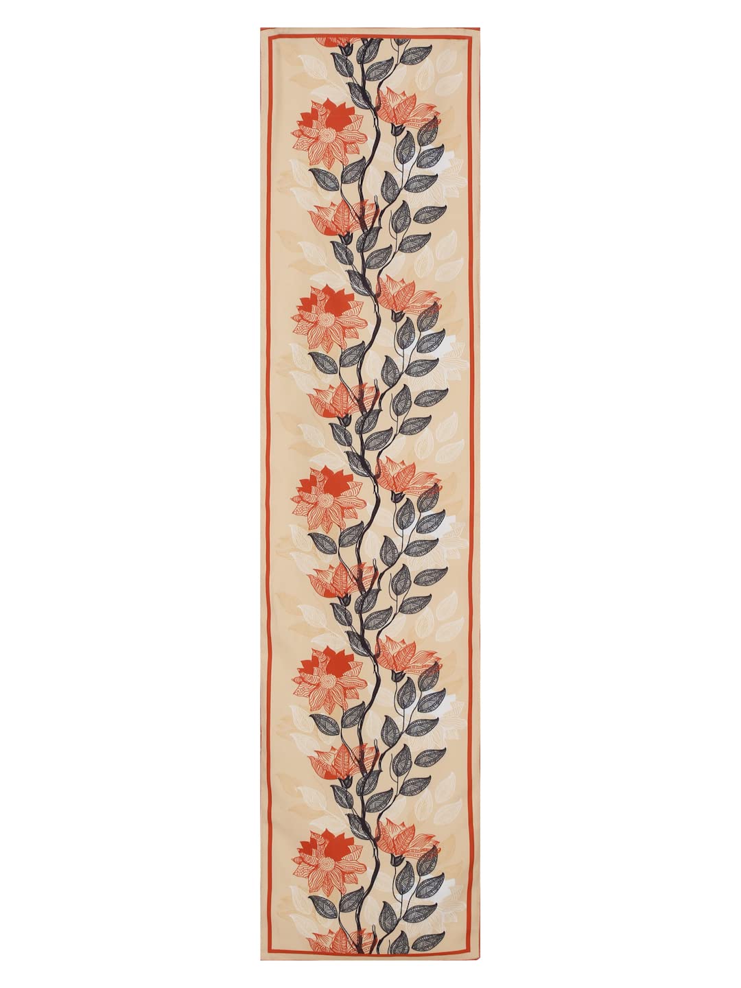 Digital Printed Beige Orange Poly Cotton Washable Dining Table Runner (13x60 Inch) | Alina Decor Kitchen Decor