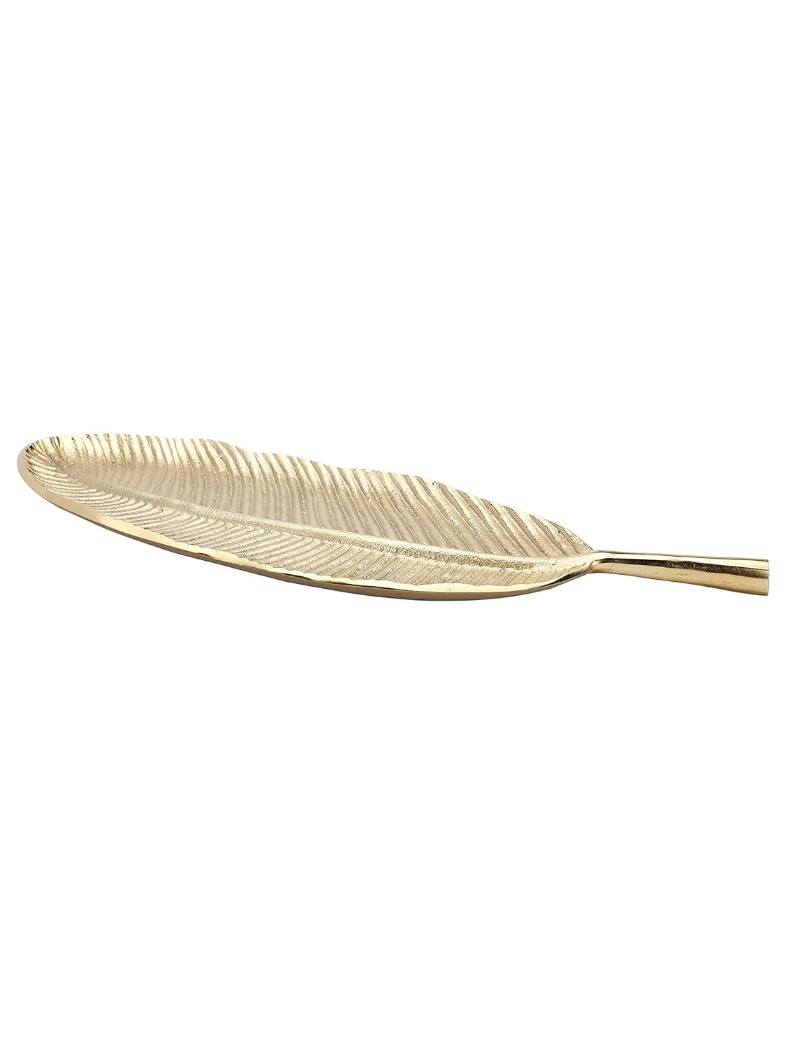 Gold Leaf Decorative Serving Tray – Centerpiece Platter – Modern Design – 14x5 Inch