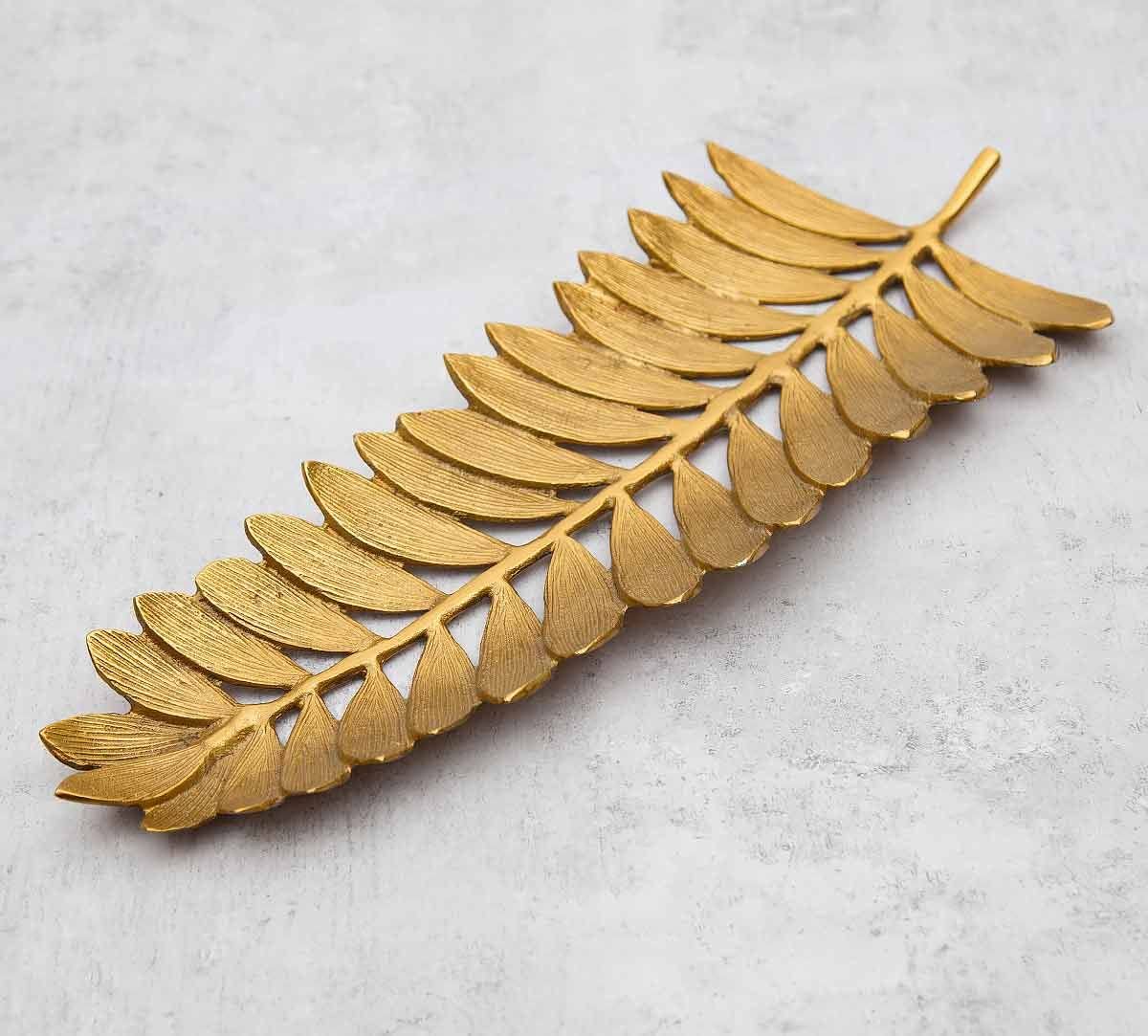 Plateau de service décoratif à la feuille d'or – Plat de table – Métal durable – 50 cm