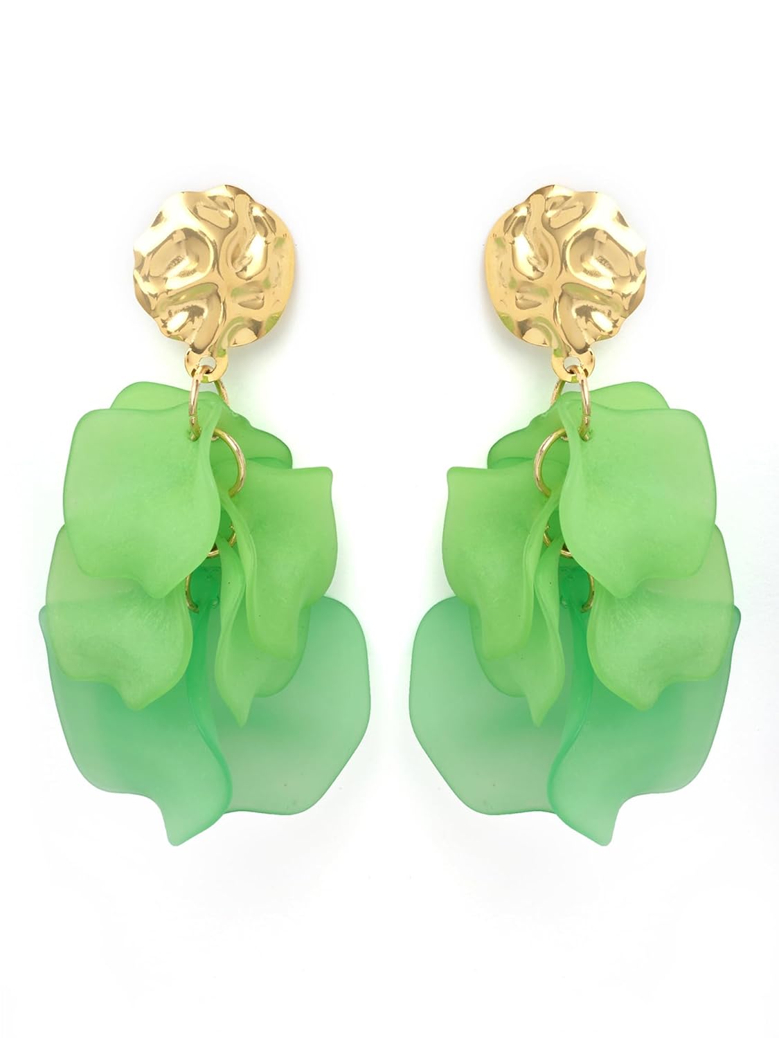 Contemporary Green Drop Earrings – Fashion Jewellery – Gold-Plated Finish – Retail Units