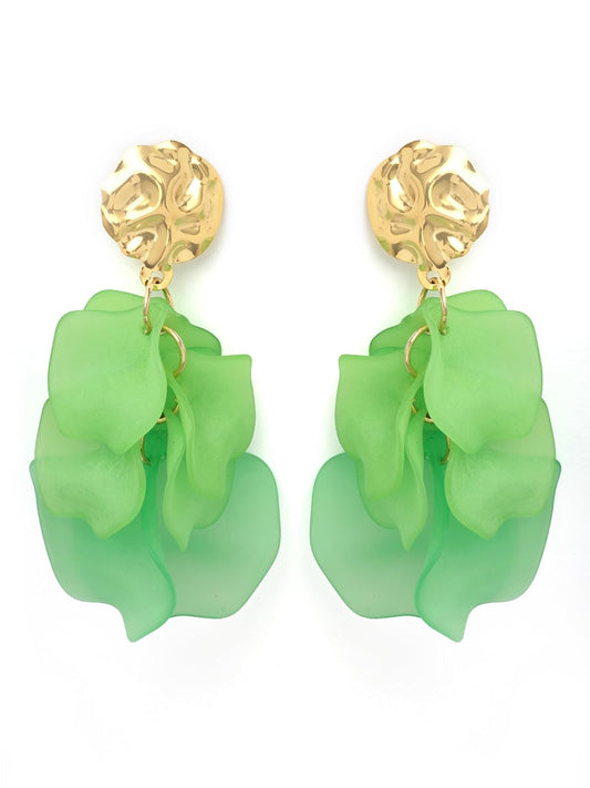 Contemporary Green Drop Earrings – Fashion Jewellery – Gold-Plated Finish – Retail Units