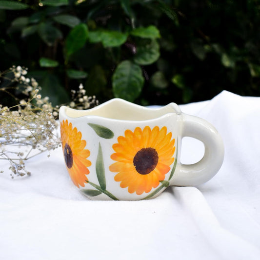 Calendula Flower Mug – Ceramic Coffee & Tea Mug – Handcrafted Sustainable Clay – 180 ML