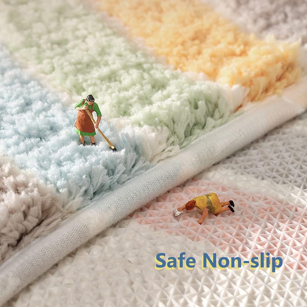 Rainbow Super Soft Anti Skid 2000 GSM Microfibre Bath Mat 40x60 cm Pack of 1 | Super Absorbent Floor Kitchen Door Mat