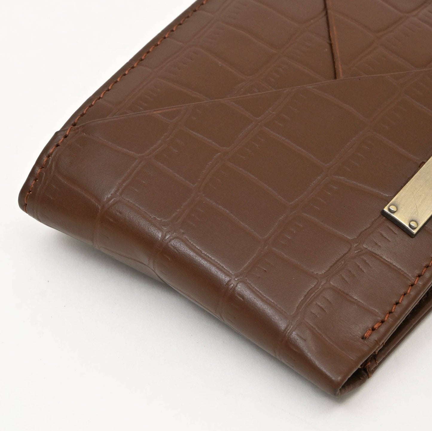 Brown Croc Leather Wallet with Coin Pocket for Men