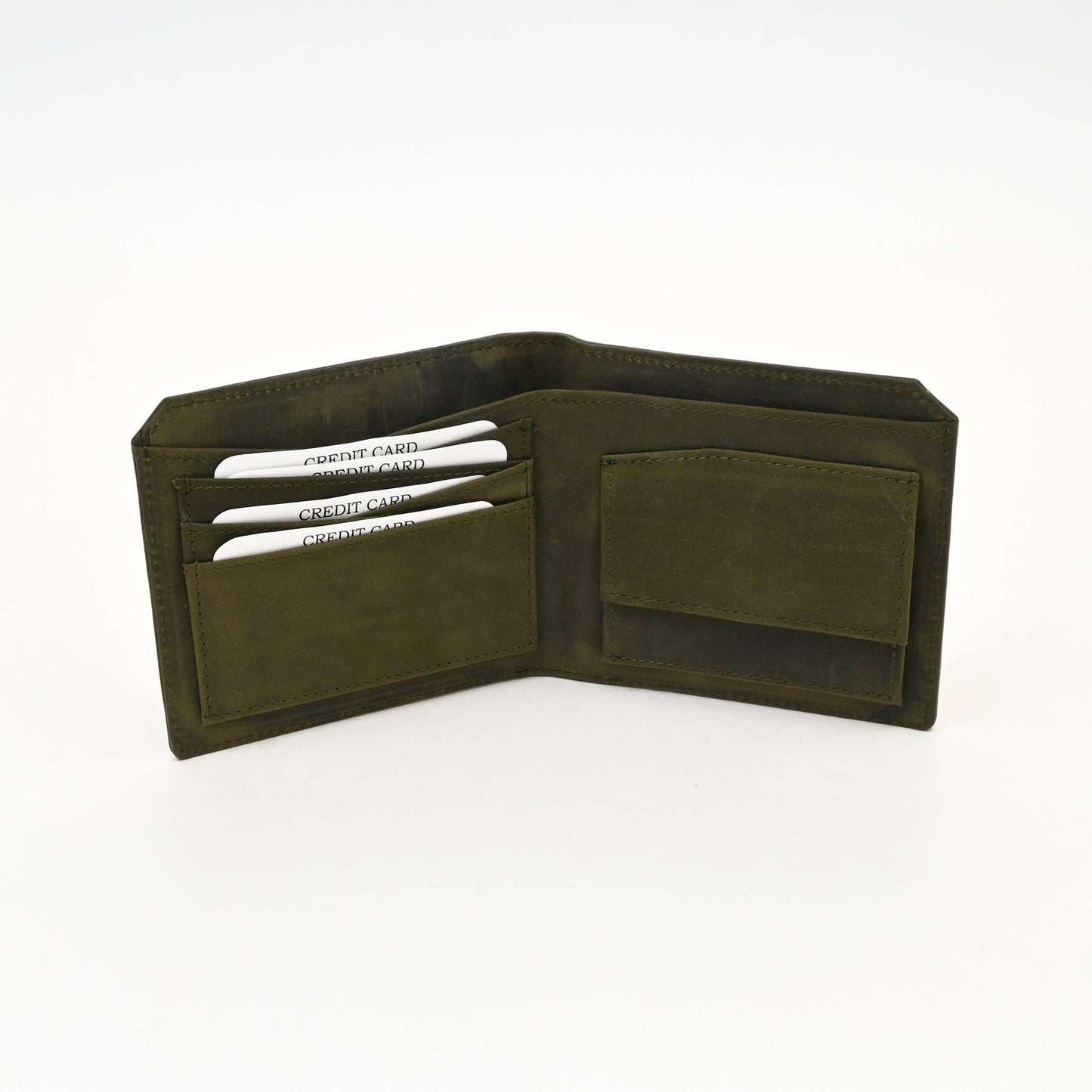 Luxury Green Slim Wallet – Waxy Leather, Croc Texture