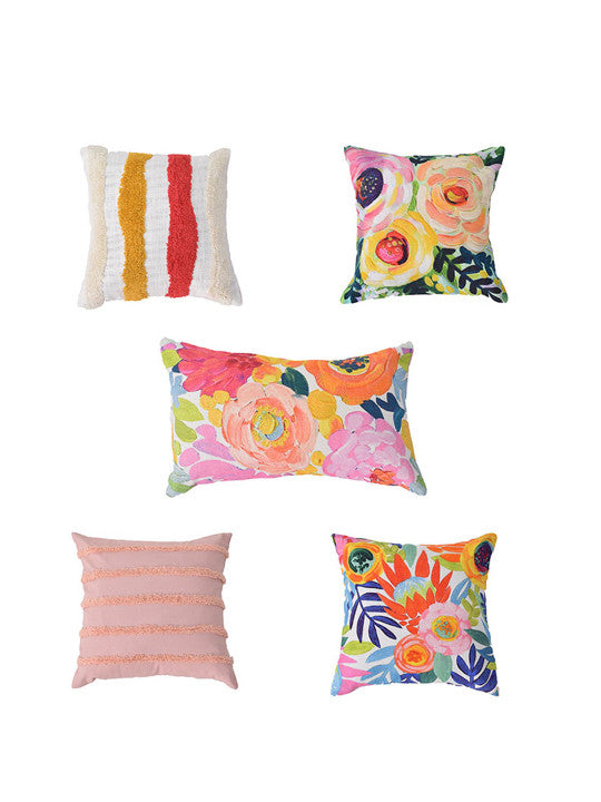 Set of 5 - Botanical Pattern Decorative Cushion Covers – Premium Cotton – 40x40cm