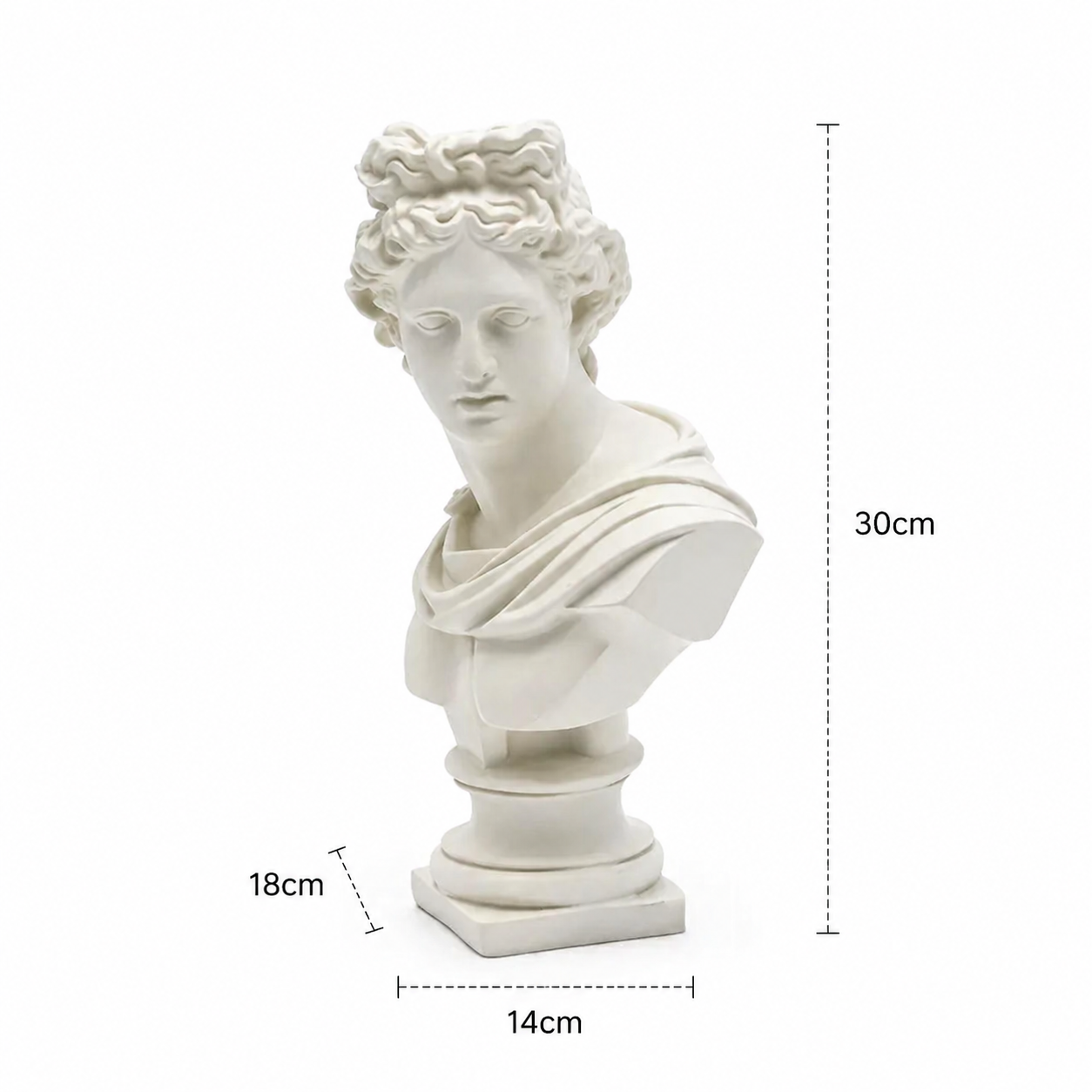 Ivory Greco-Roman Classical Bust Sculpture in Matte Resin