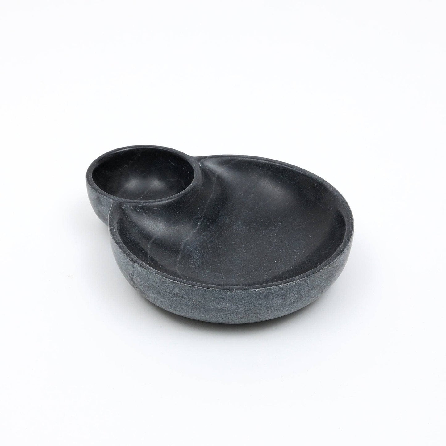 Black Natural Stone Two Compartment Serving Dish
