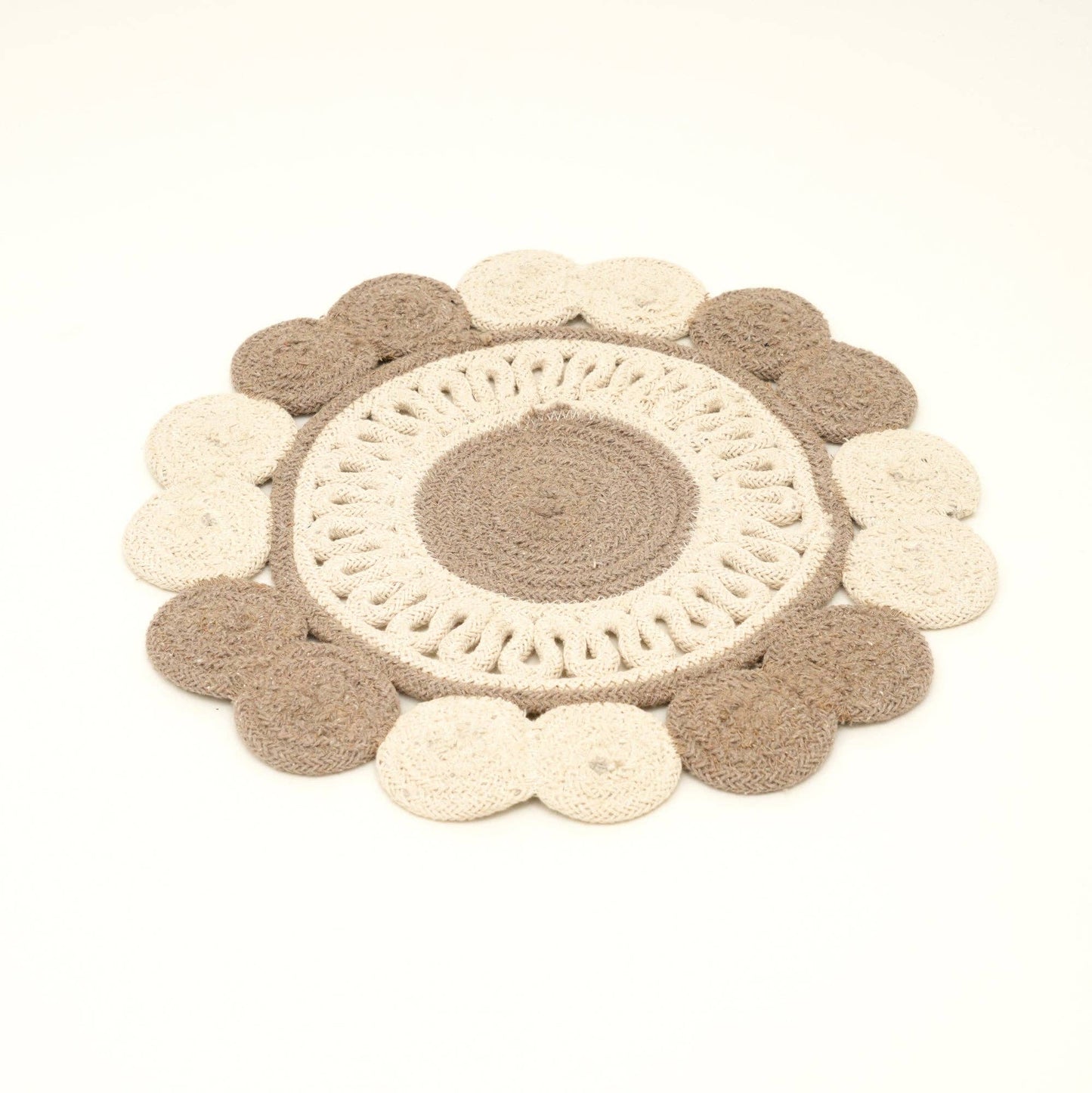 Grey Cotton Braided Placemat – Handcrafted Dining Mat