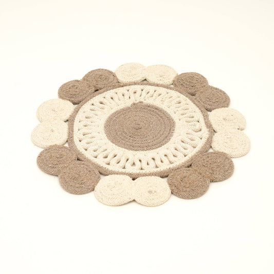 Grey Cotton Braided Placemat – Handcrafted Dining Mat