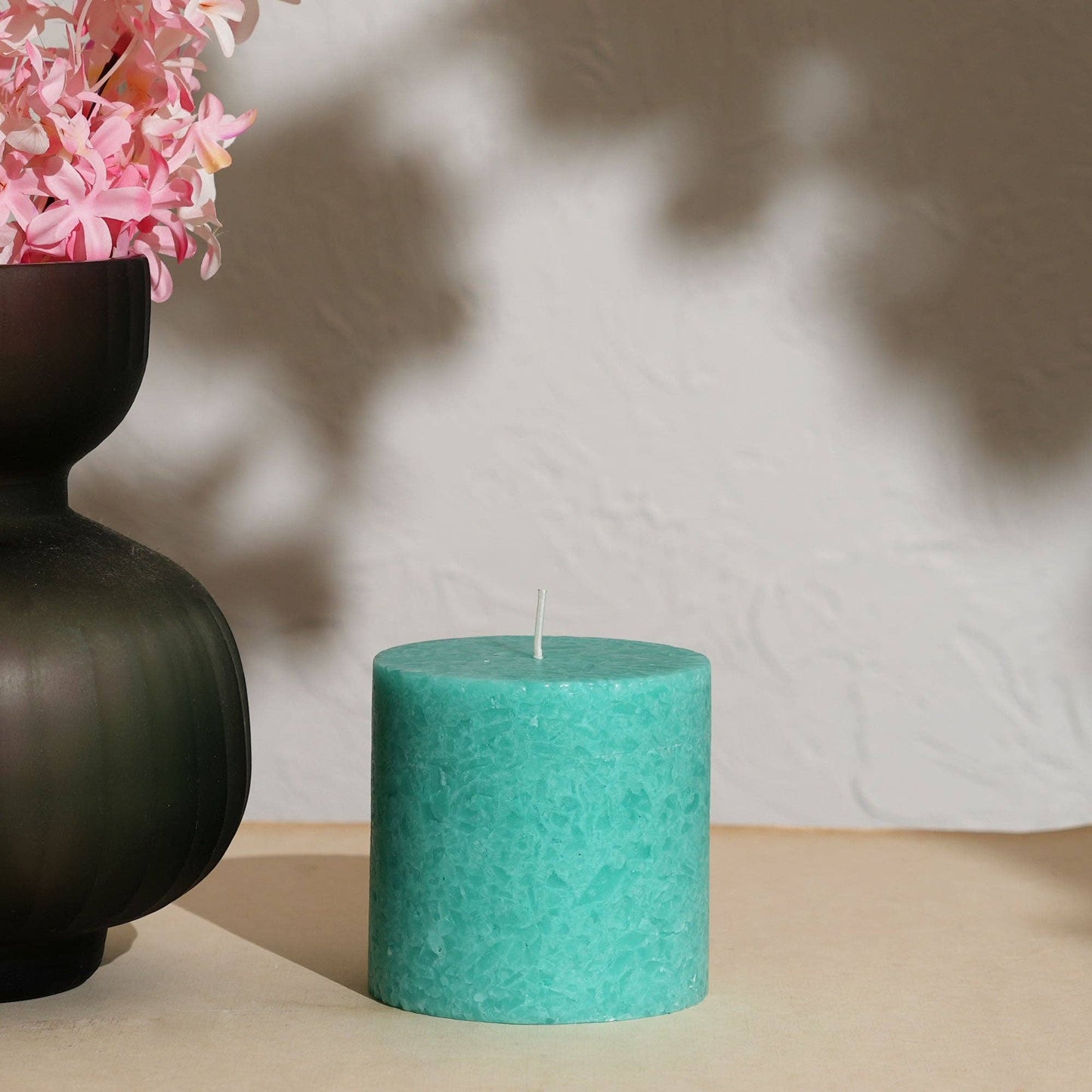 Sea Salt Marble Pillar Candle – Ocean Mist | Handcrafted Marble Finish Wax Candle with Fresh Sea Salt Fragrance | Elegant Home Décor Accent