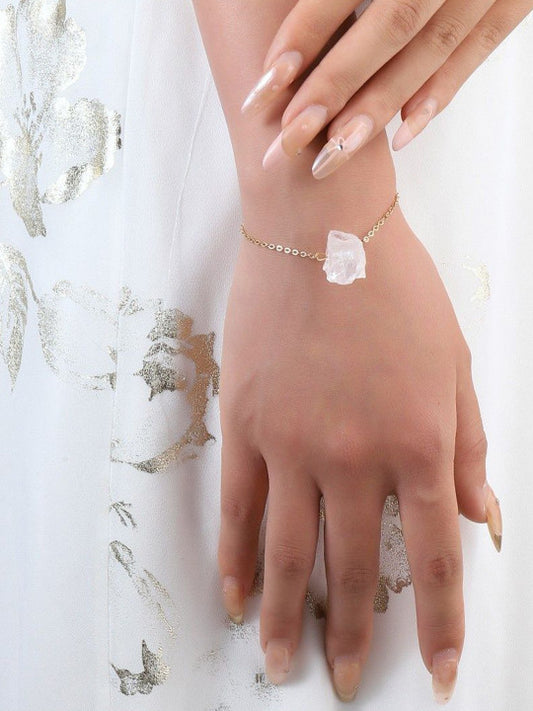 Stone Studded Bracelet – Alloy, Gold Tone & Faux Stone