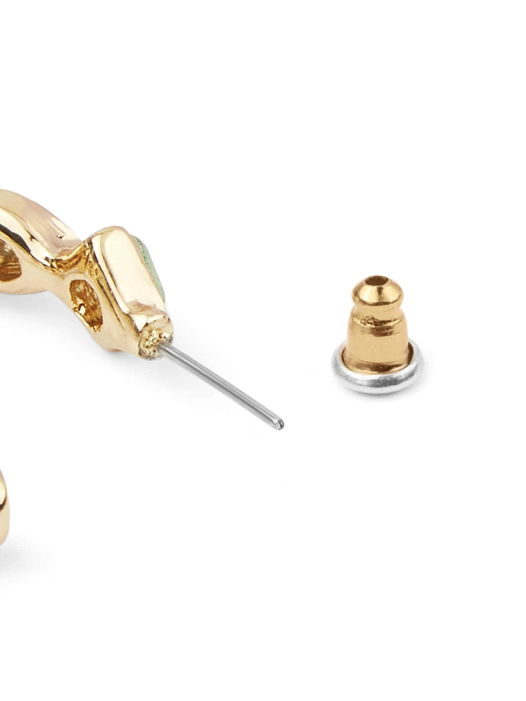 Eclectic Stone Hoop Earrings – Fashion Jewellery – Gold-toned, Artificial Stone Embellished – 3 cm Length