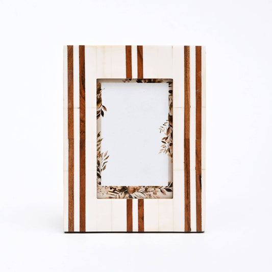 Modern Striped Resin Photo Frame - Elegant Multi-Tone Décor