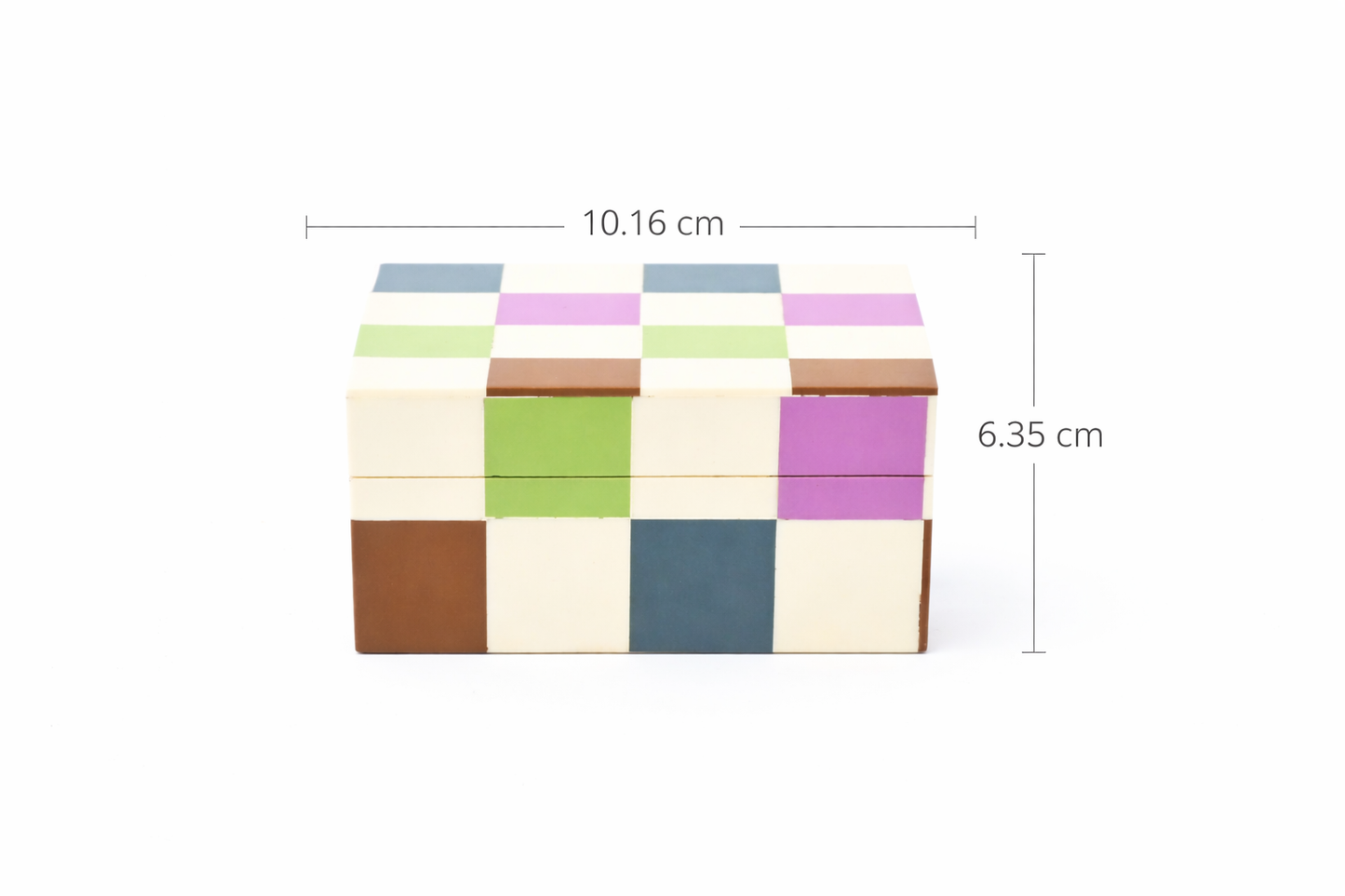 Checkered Resin Storage Box 4x4 Inch Modern MDF Décor