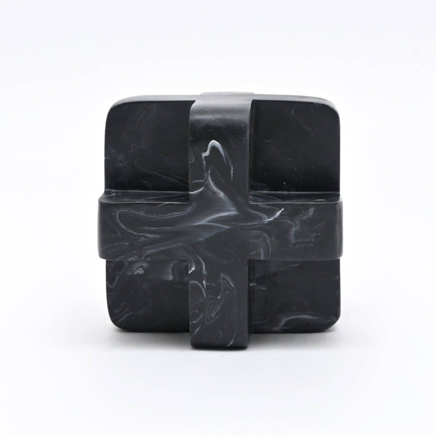 Abstract Cubist Décor Object in Black Matte Polyresin