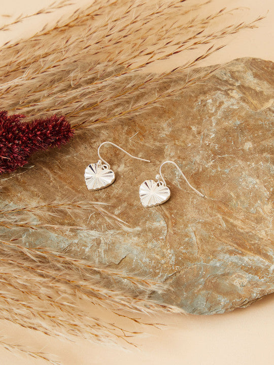 Fashion Dangle Earrings – Silver-Tone Plated – Heart Silhouette – 1 Pair