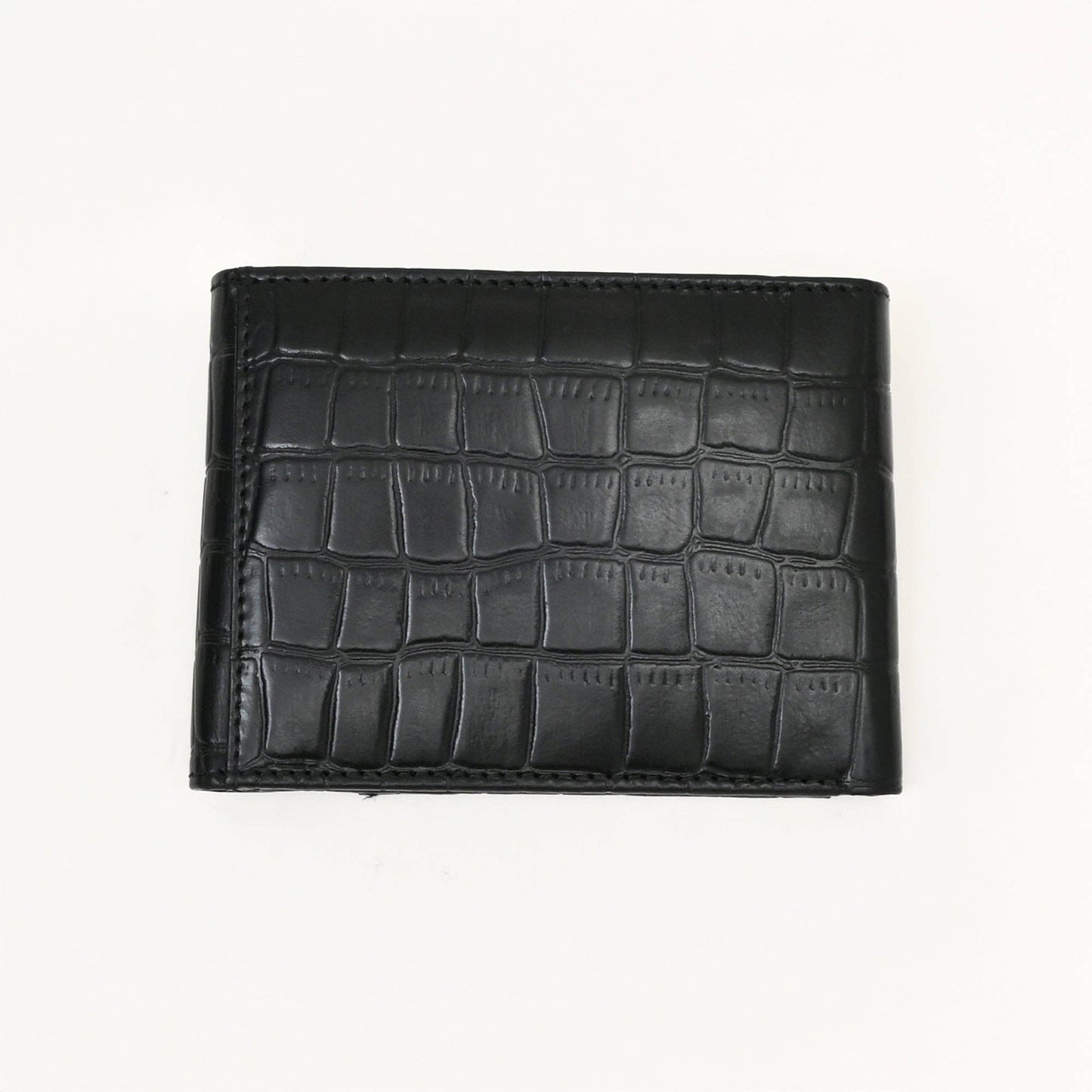 Luxury Black Croc Slim Wallet – Coin & Card Slots for Men