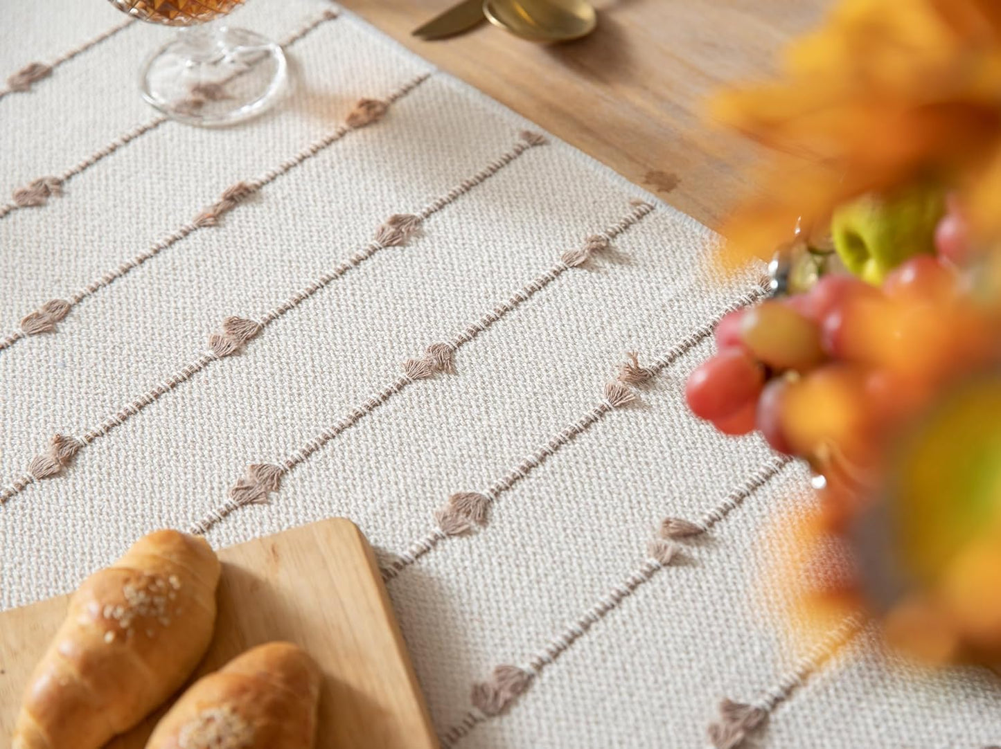 Premium Table Runner – Handcrafted Natural Cotton – Tasselled – 14x72 in Single Unit