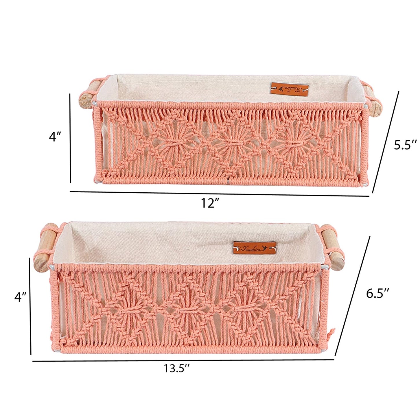 Rose Handwoven Cotton Storage Basket Set – 2pc Set