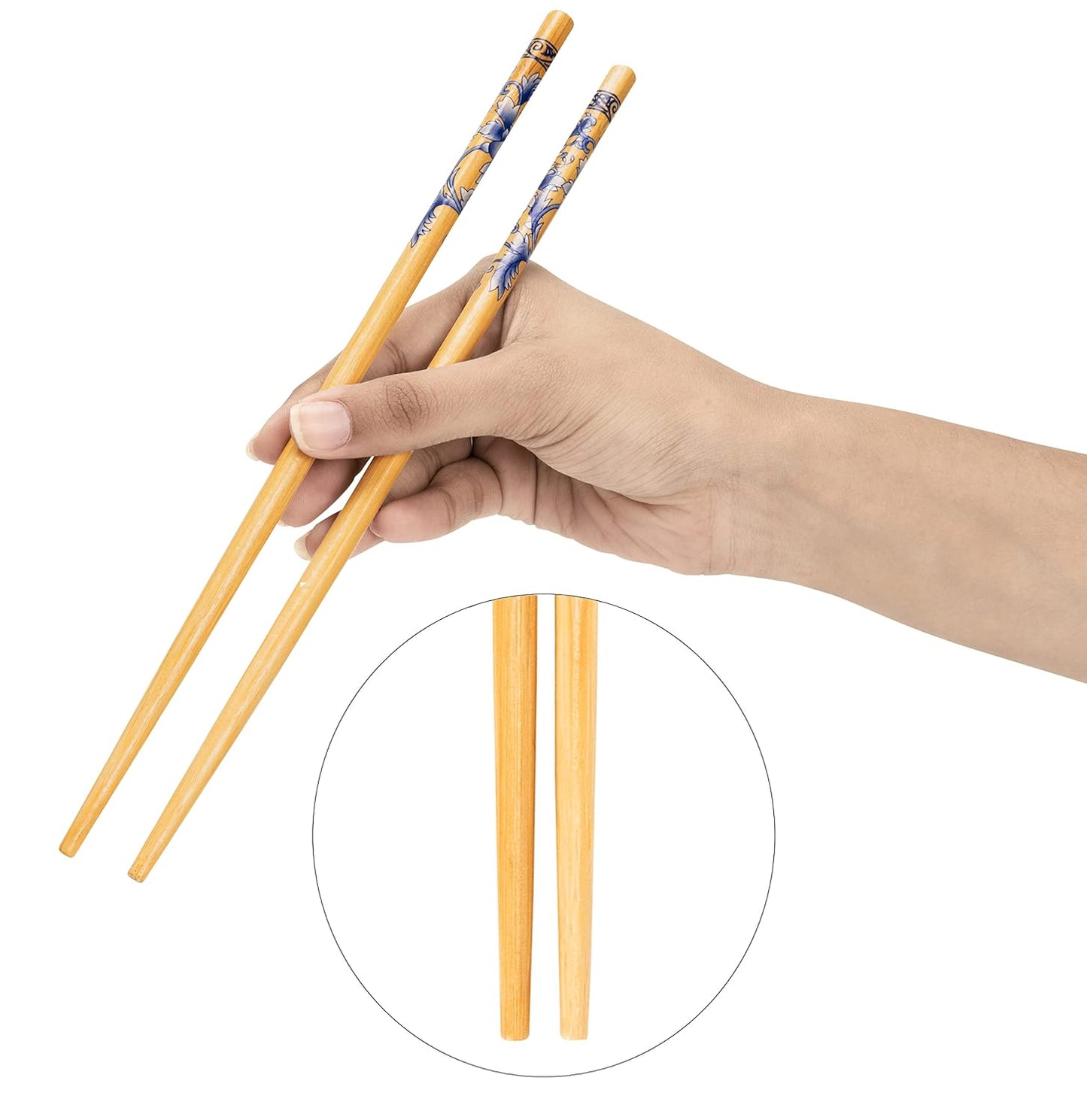 Natural Bamboo Chopsticks – Dining Chopsticks – Reusable – 24 cm, 5 Pairs