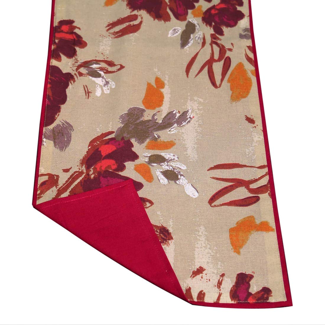 Cotton 190TC Printed Table Runner 14x72 Inches (Maroon, Beige) | Dining Home Decor Kitchen Linen