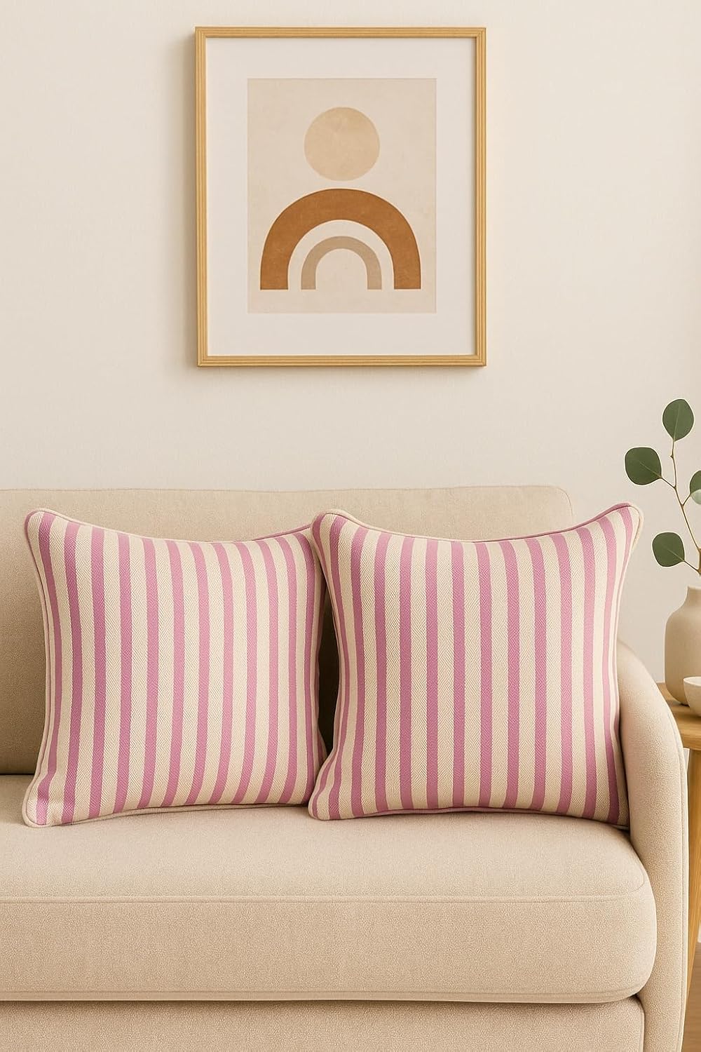 Set of 2 - Decorative Cushion Cover – Pure Cotton Weave, Concealed Zipper – 16x16