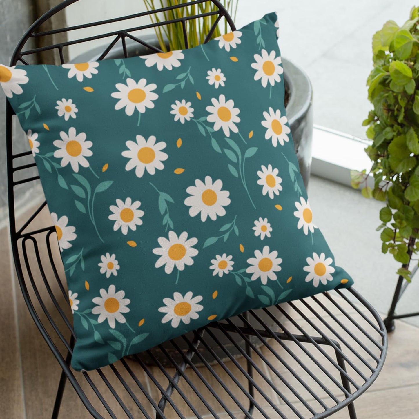 Floral Decorative Modern Digital Print Velvet Cushion Covers 18x18 inch (Pack of 2) | Sofa Bed Throw Pillow Covers