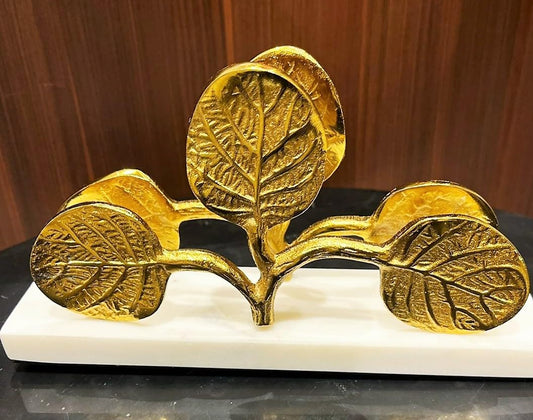 Antique Aluminium Napkin Holder – Tabletop Tissue Dispenser – Hand-Painted, Marble Base