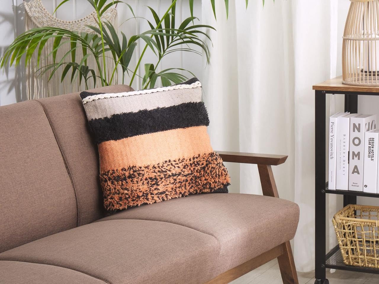 Boho Hand Crafted Pit Loom Cushion Cover 18x18 Set of 1 | Bohemian Decorative Couch Pillow Case with Hidden Zipper