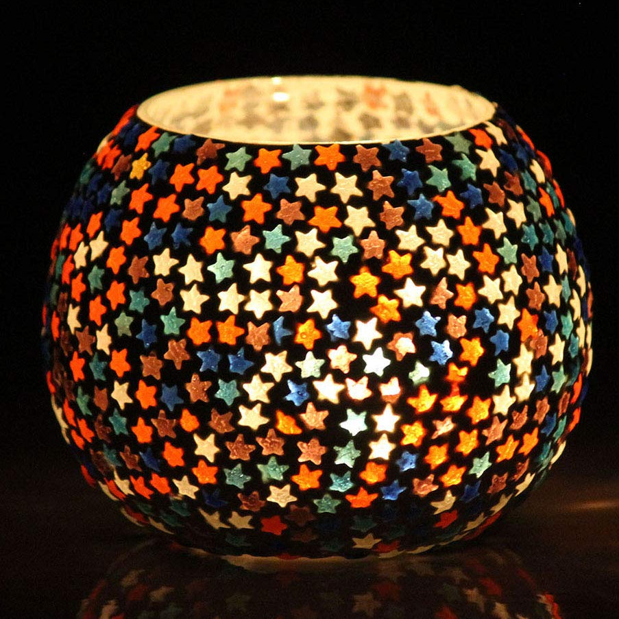 Beautiful Glass Mosaic Hand-finished Tealight Votive Holders Set of 3 | Diwali, Christmas, Home Decor Gifting Centerpiece