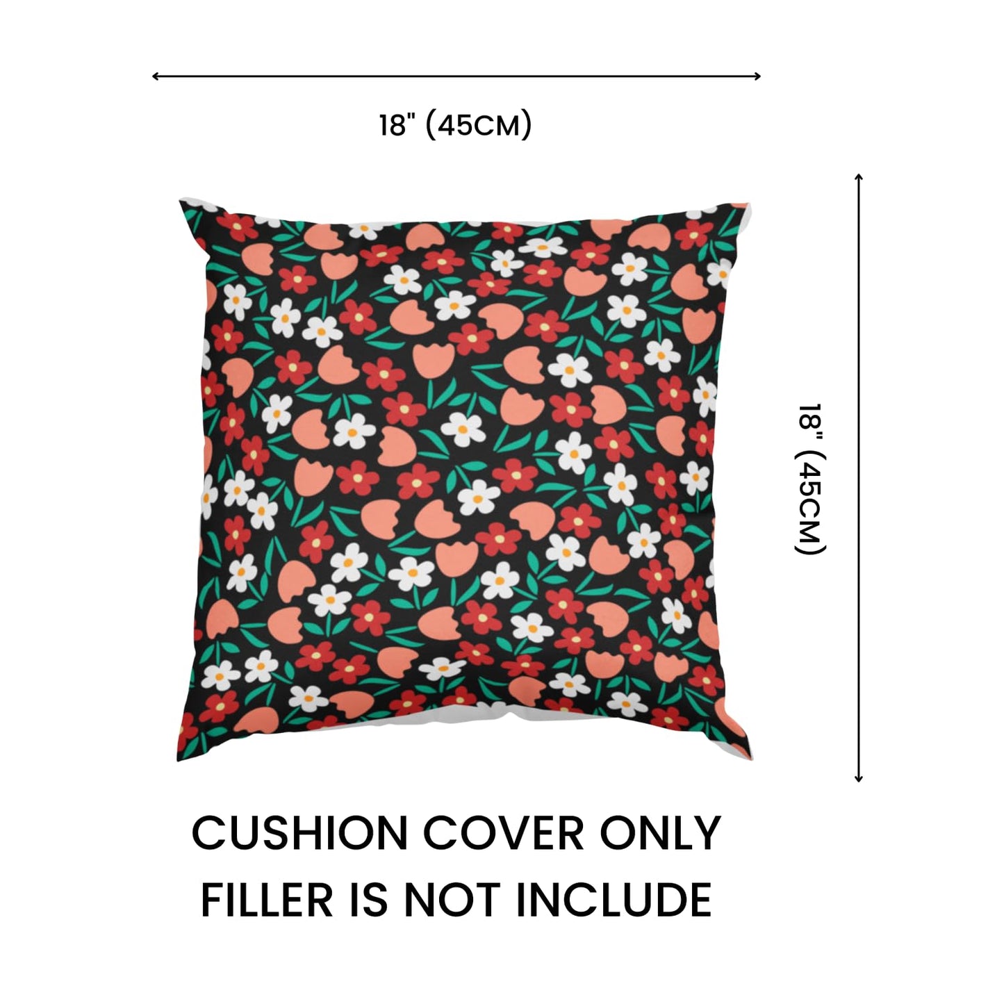 Floral Decorative Modern Digital Print Velvet Cushion Covers 18x18 inch (Pack of 2) | Sofa Bed Throw Pillow Covers