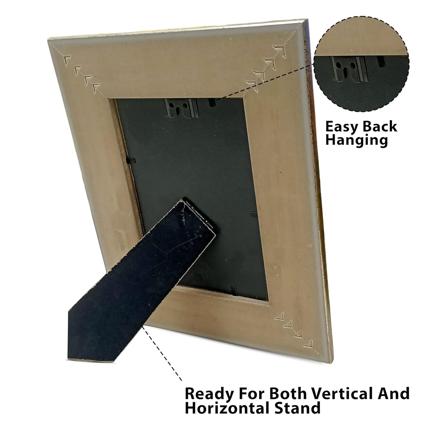 Elegant Vintage Table Photo Frame – Wood, Gold Finish, Back Stand – 4x6 Inch