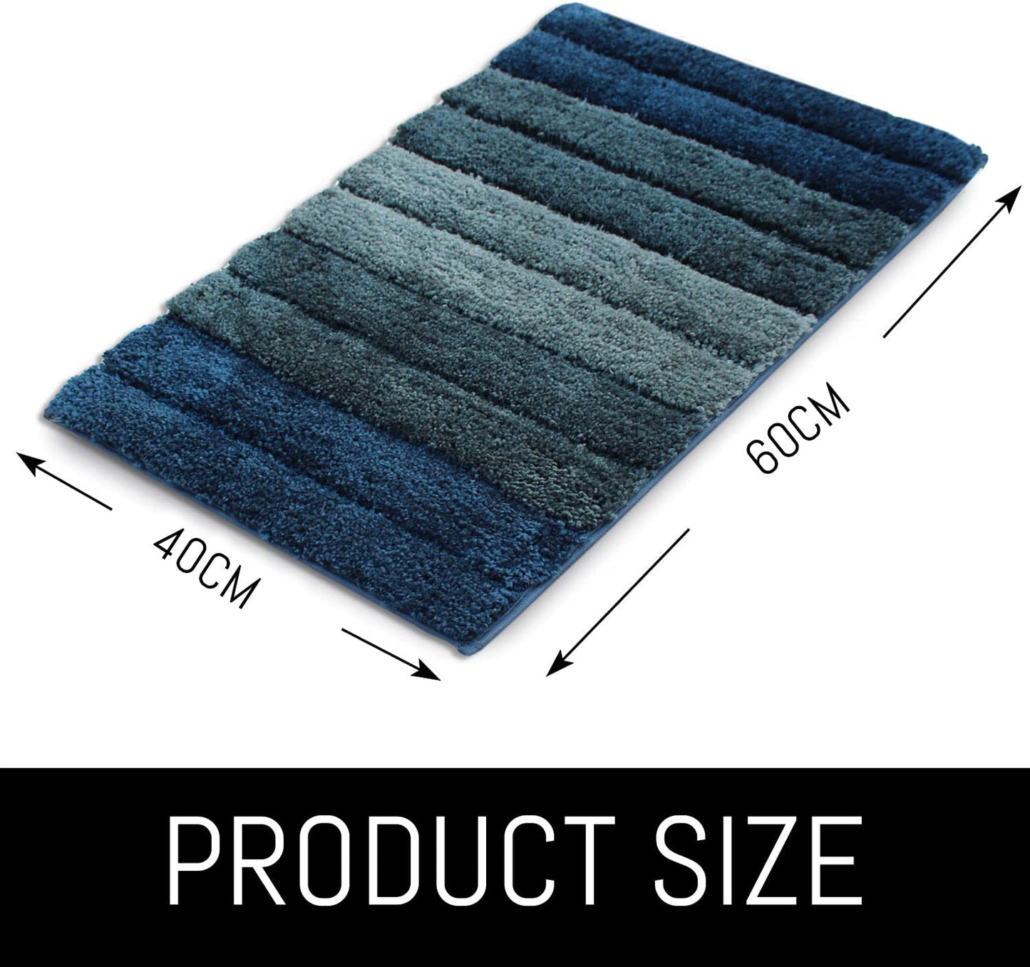 Luxury 2500 GSM Microfiber Anti-Skid Bathmat 40x60cm Pack of 1 | Washable Water Absorbent Bathroom Kitchen Entrance Mat