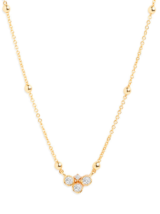 Clover Shaped Decorative Necklace –  Gilded Brass, Handcrafted Design