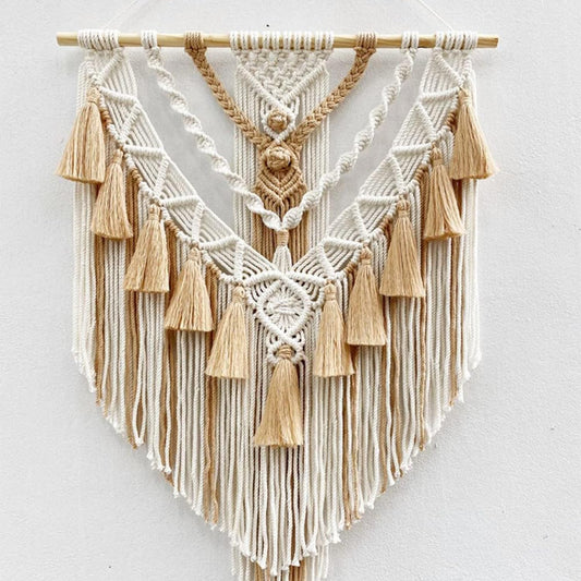 Hand-Knotted Macrame Wall Hanging – Bohemian Textile Decor