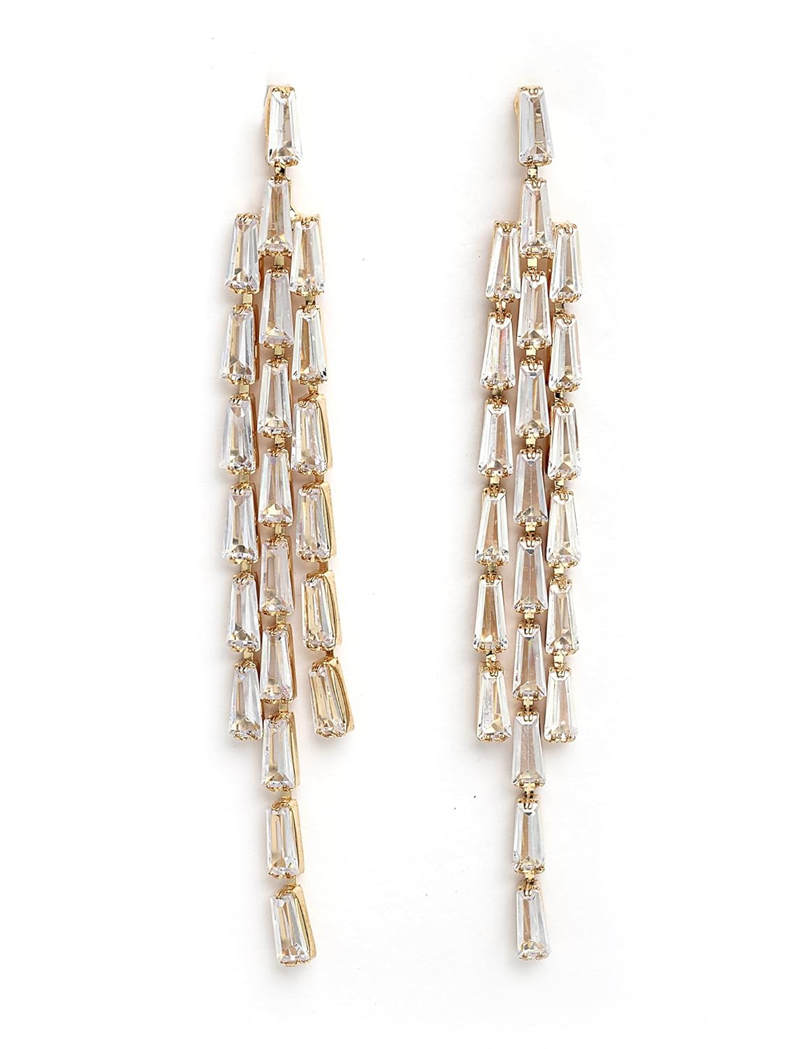 Gold-Plated American Diamond Drop Earrings – Fashion Jewellery – Contemporary Style – Retail Ready