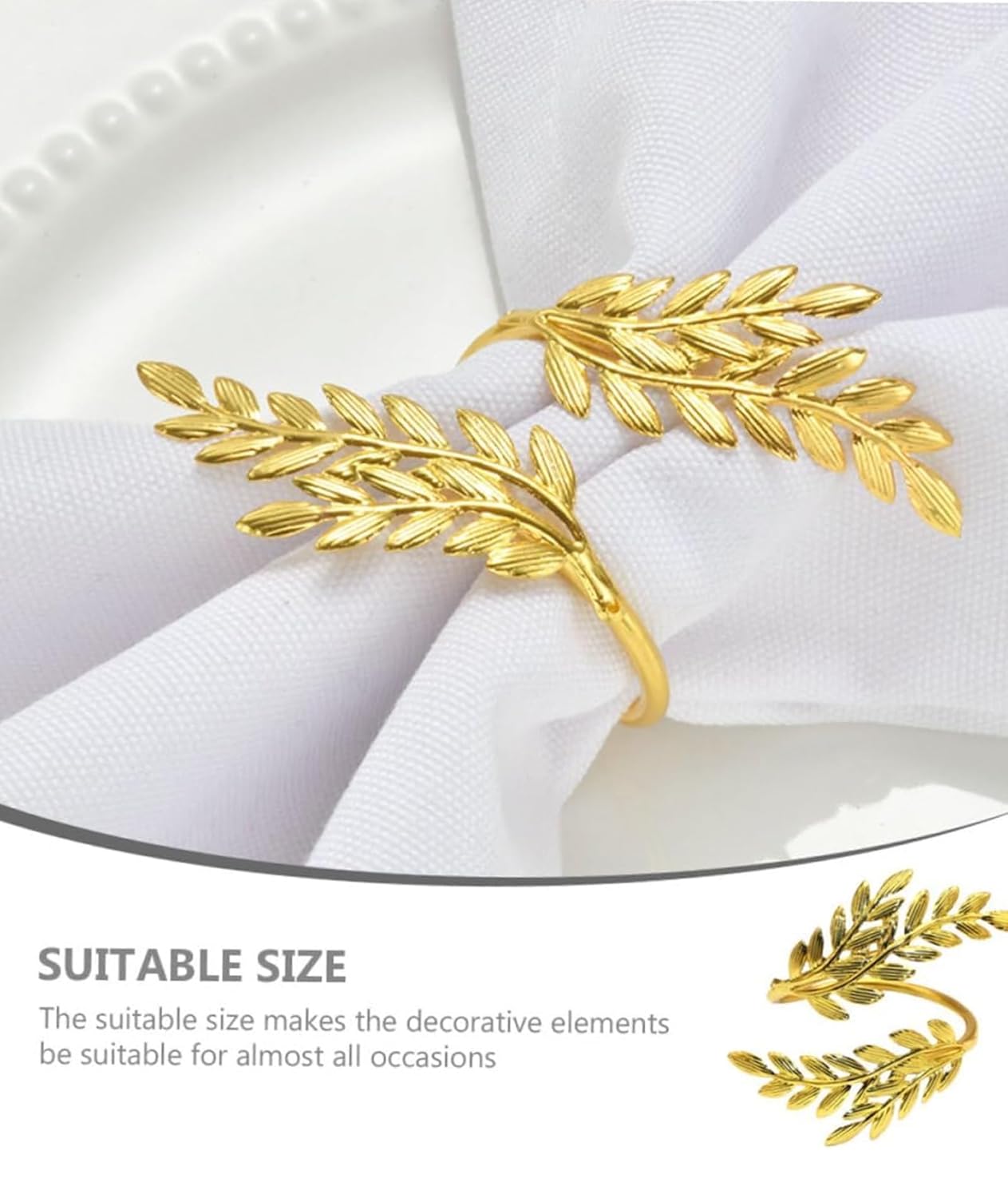 Golden Wheat Napkin Rings – Table Decor – Durable Metal – 6-Piece Set