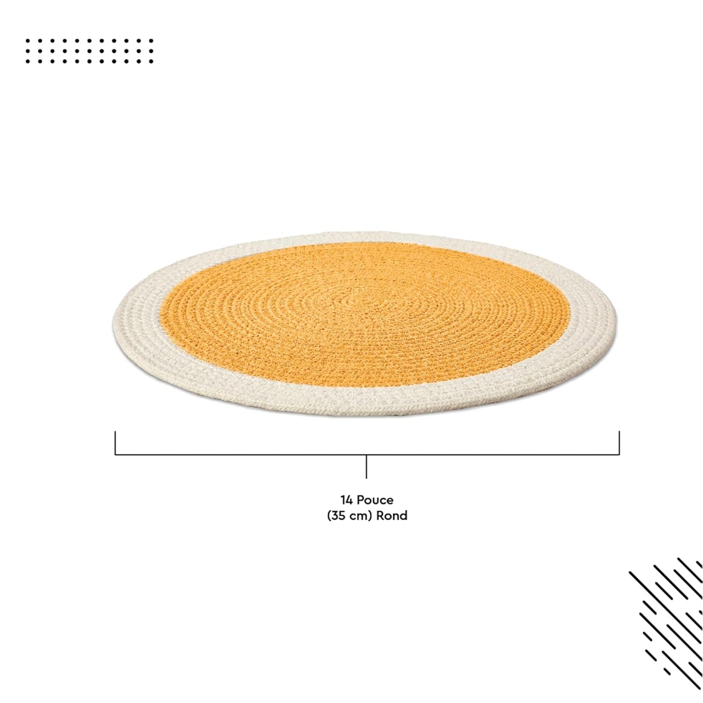 Handmade Ribbed Cotton Round Table Mats Set of 4 (32cm) | Heat-Resistant, Washable Dining Placemats