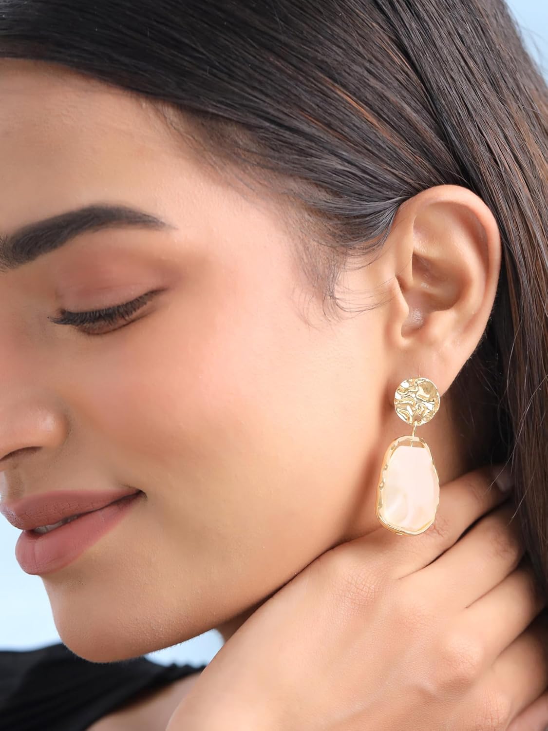 Gold Toned Black Crystal Earrings – Fashion Earrings – Crystal Embellished – Contemporary Style