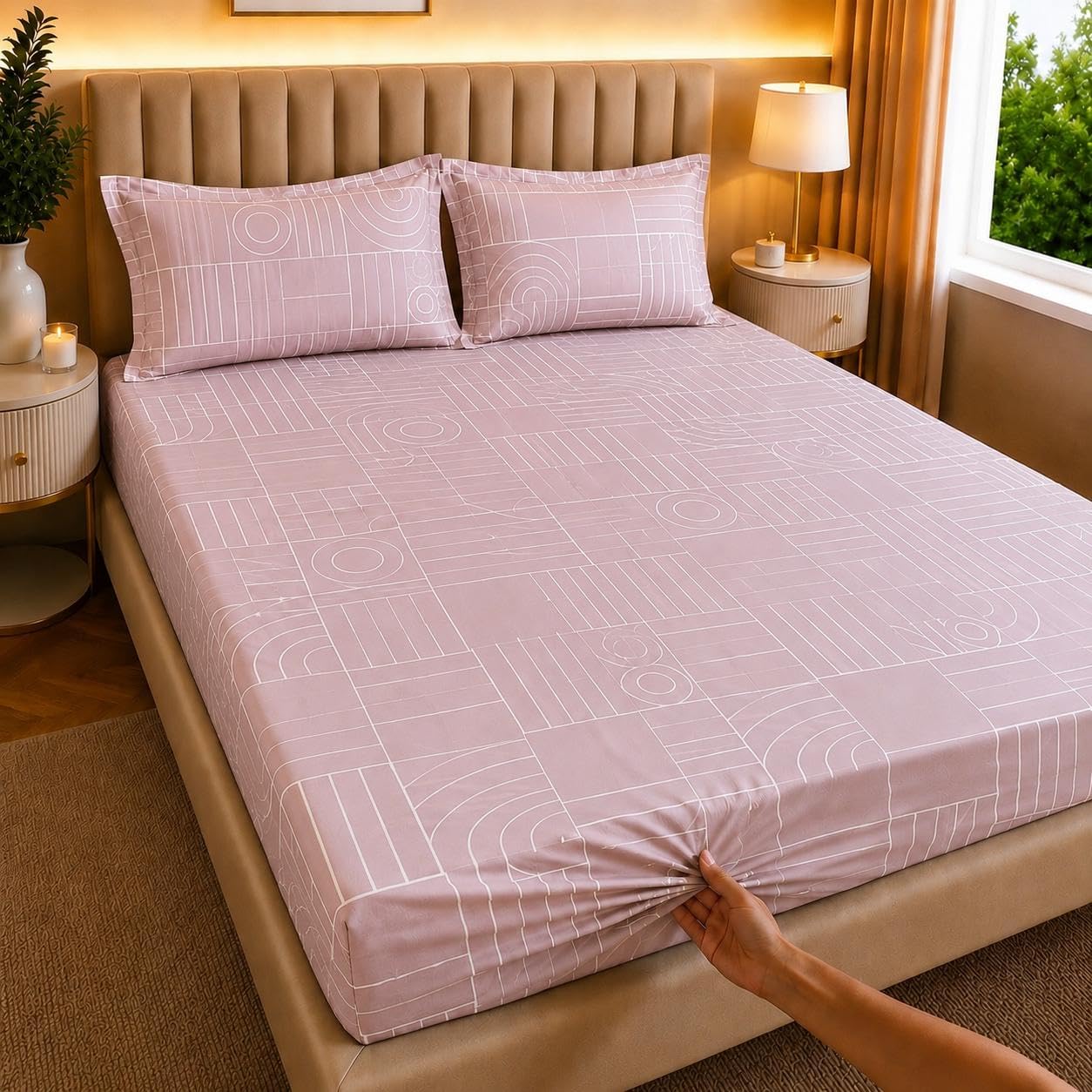 Bedsheet | Polycotton 310TC Elastic Fitted | Super King, 198x182cm, 3-Piece Set