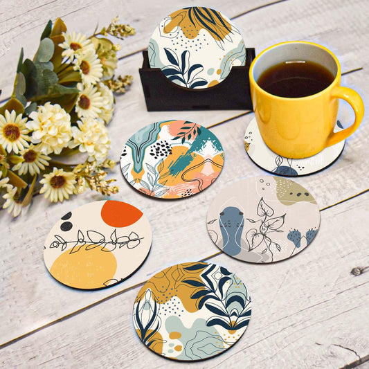 Flora Design Tea Coasters Set of 6 with Stand | Beautiful Home Decor, Gifting, Coffee Mugs & Glasses