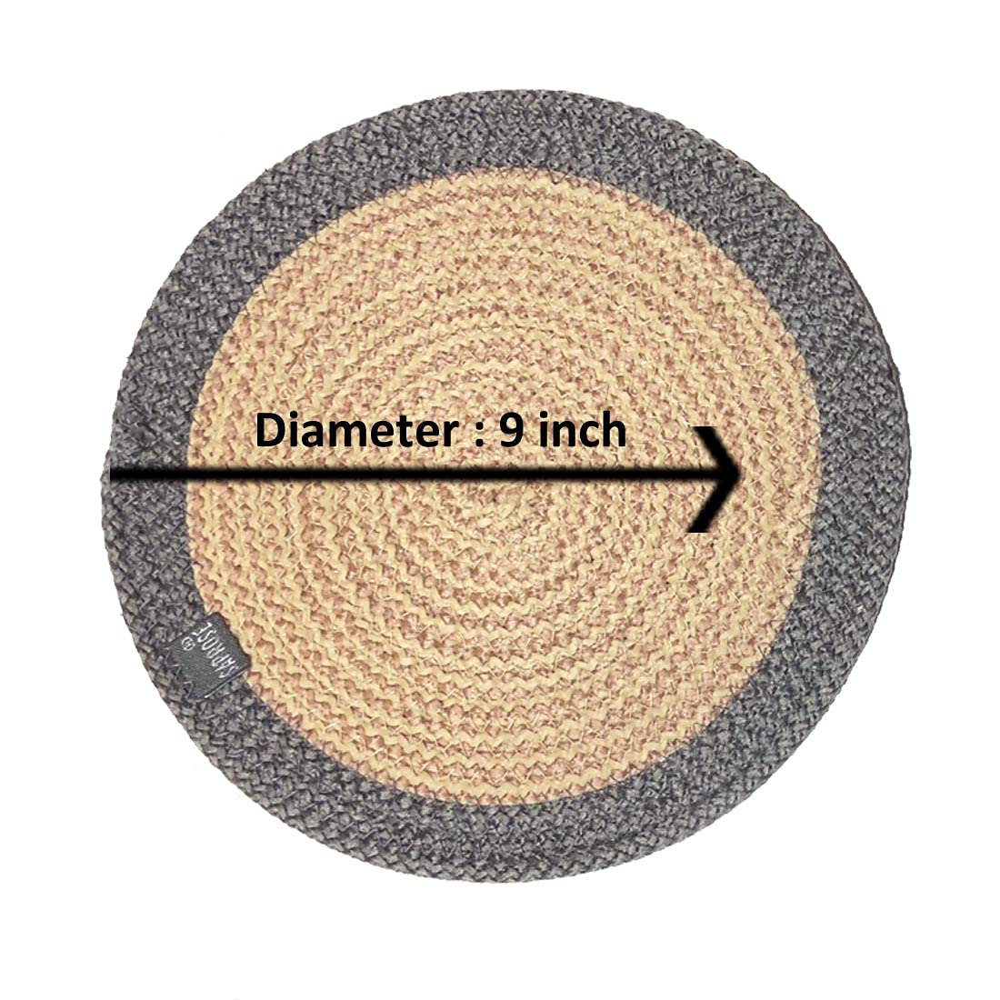 Round Braided PP Trivet Set (3 PCS, 9" Dia) | Machine Washable Pot Mat for Dining Table & Kitchen Decor