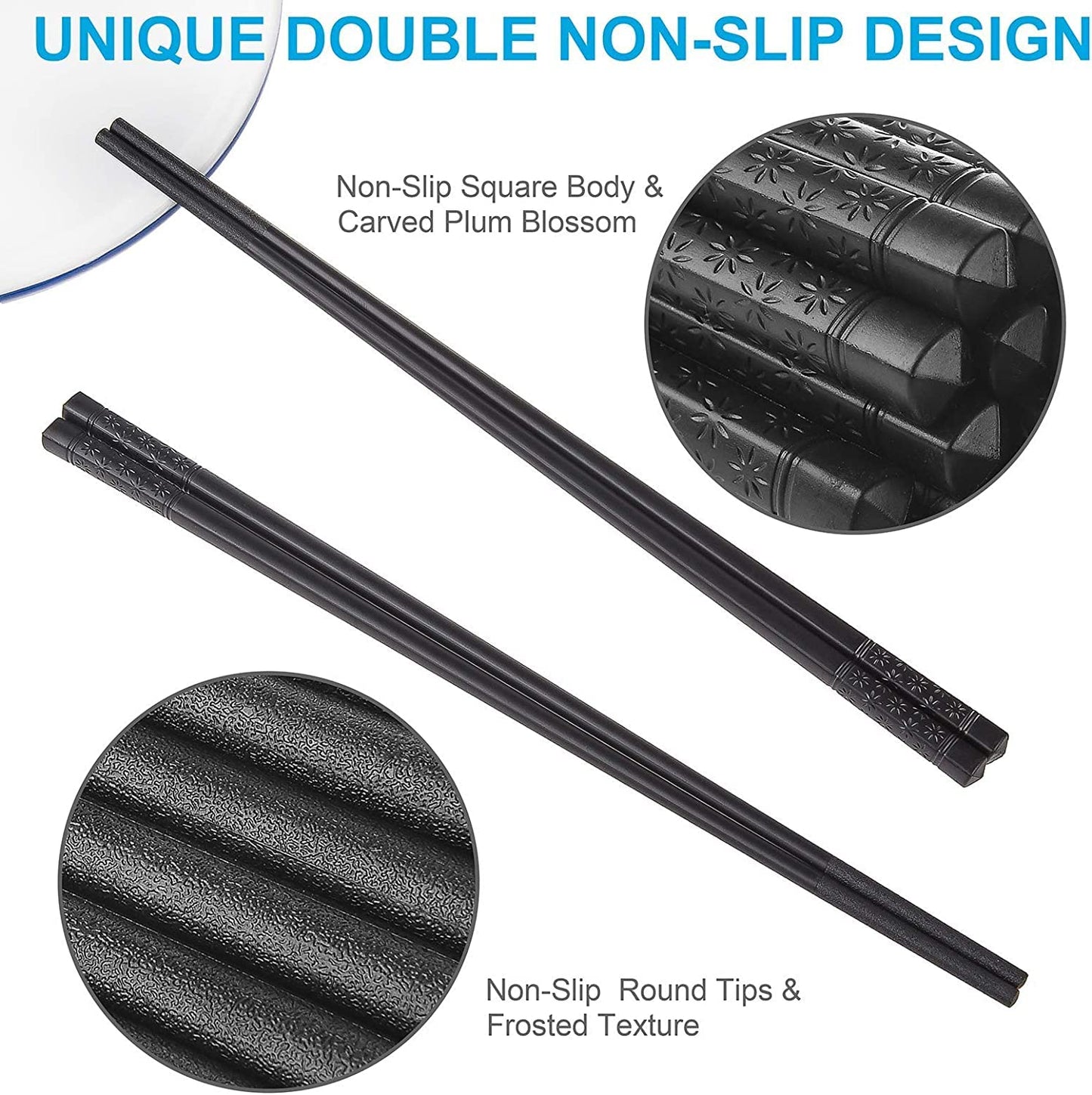 Fiberglass Chopsticks – Reusable, Non-Slip, Dishwasher Safe – 24cm, 10 Pairs