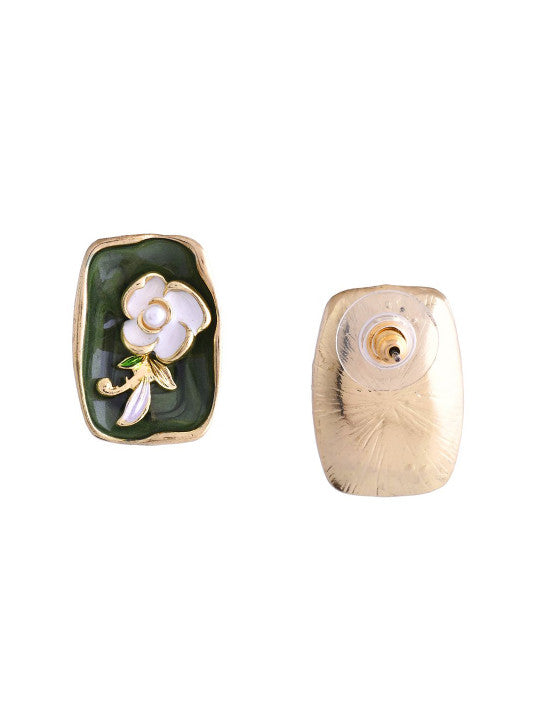 Contemporary Design Stud Earrings – Gold-Plated Finish – Retail Pair