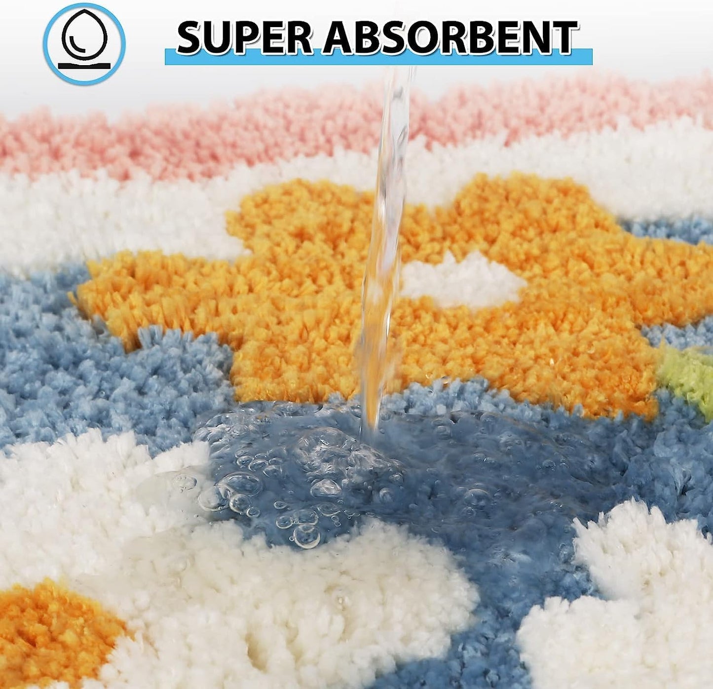 Flower Super Soft Anti-Skid 2000 GSM Microfibre Mat (40x60 cm) Pack of 1 | Absorbent Bath, Floor, Door Mat, Rug