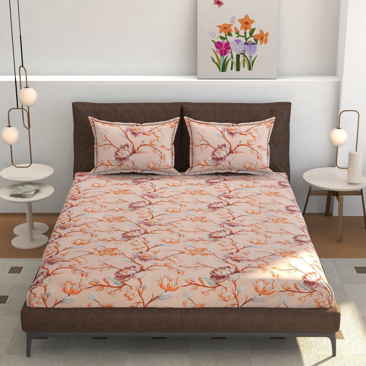 Bedsheet | Polycotton Blend Fitted | King Size, 3-Piece | All-Around Elastic