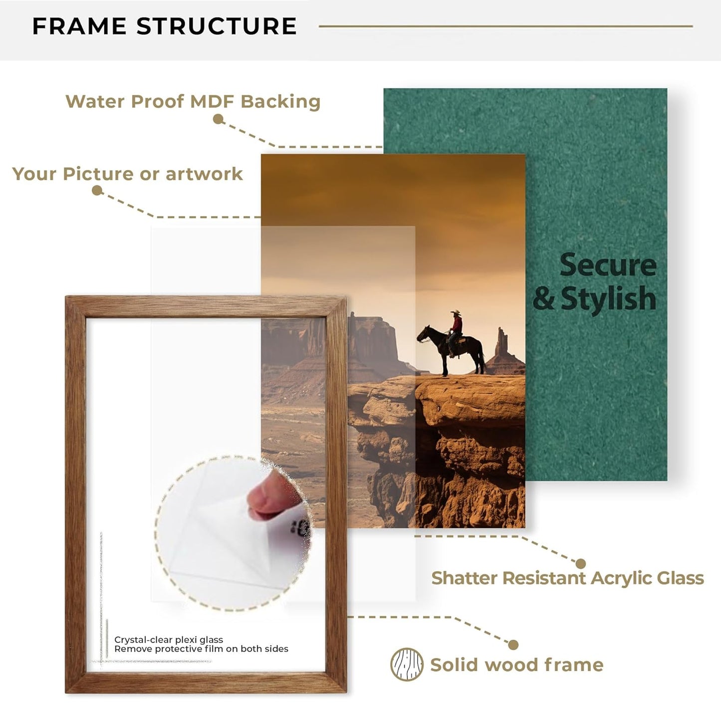6x8 Photo Frame – Brown Woodgrain – Moisture Resistant
