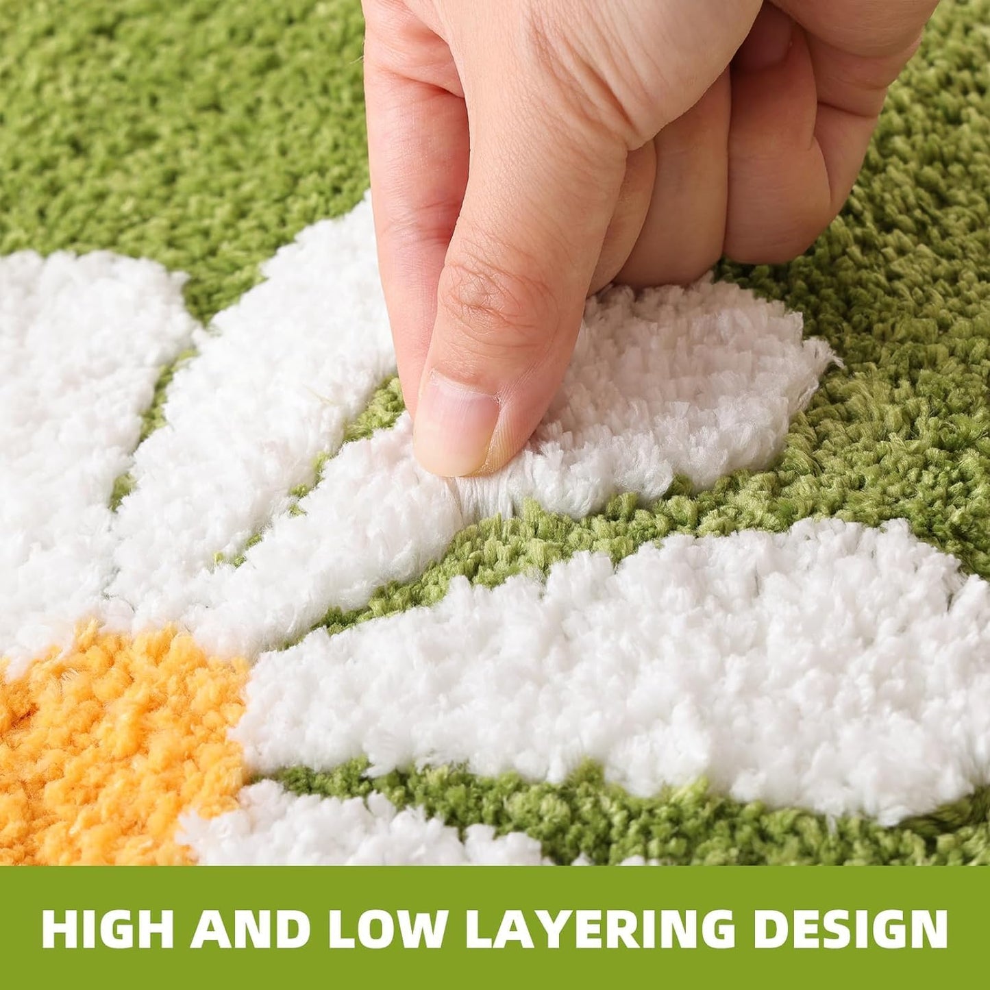 Blossom Super Soft Anti-Skid Microfiber 2000 GSM Mat (50x80 cm) Pack of 1 | Absorbent Bath Kitchen Door Floor Mat Green