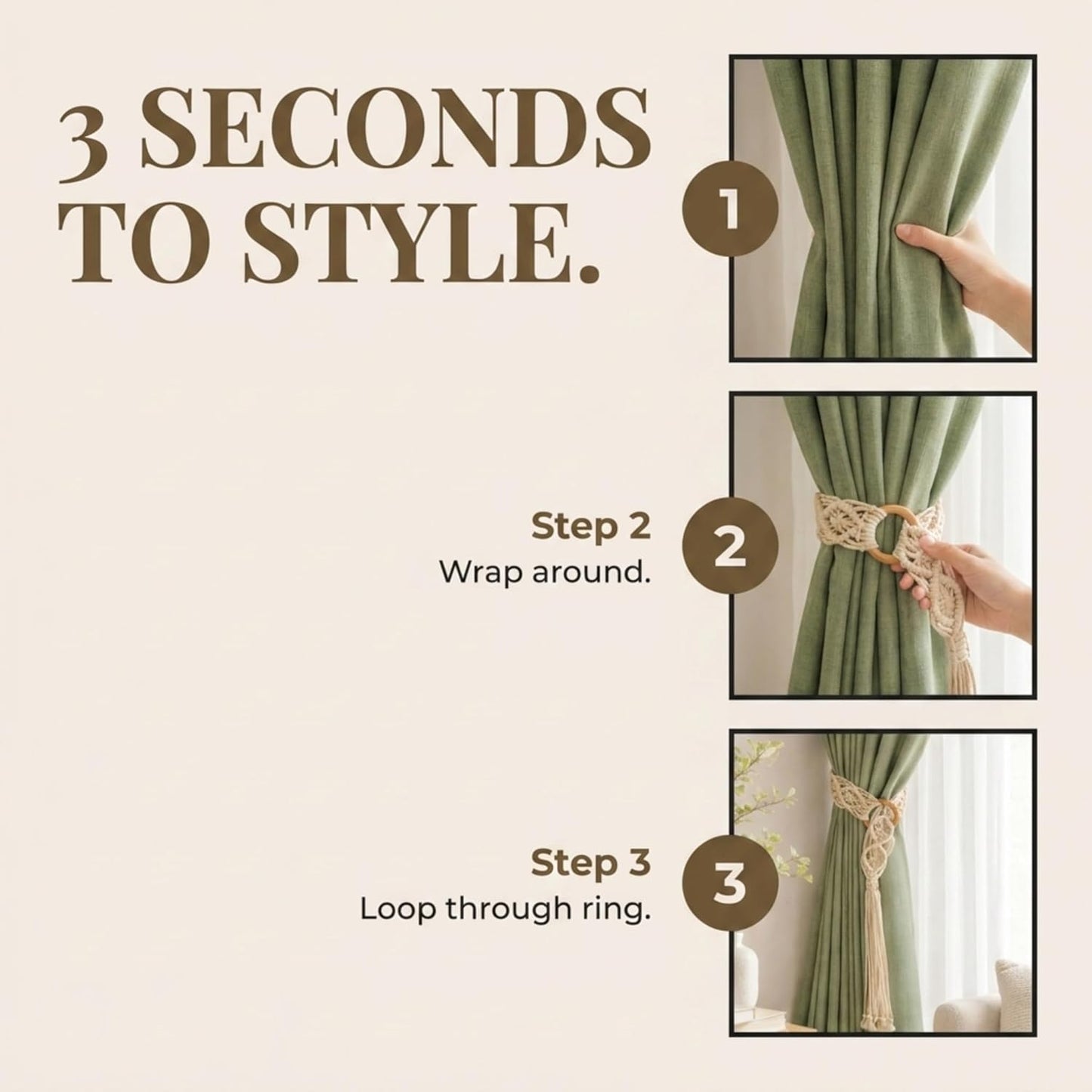 Artisanal Cotton Curtain Tieback – Pack of 2